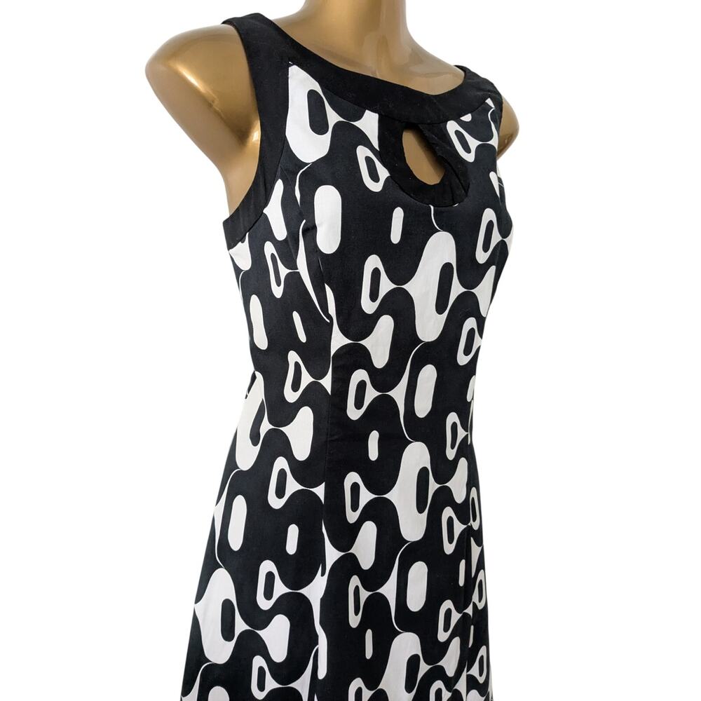 NWT Mica Sz 8 Black and White Abstract Print Dress - Picture 3 of 9